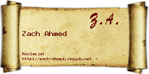 Zach Ahmed névjegykártya